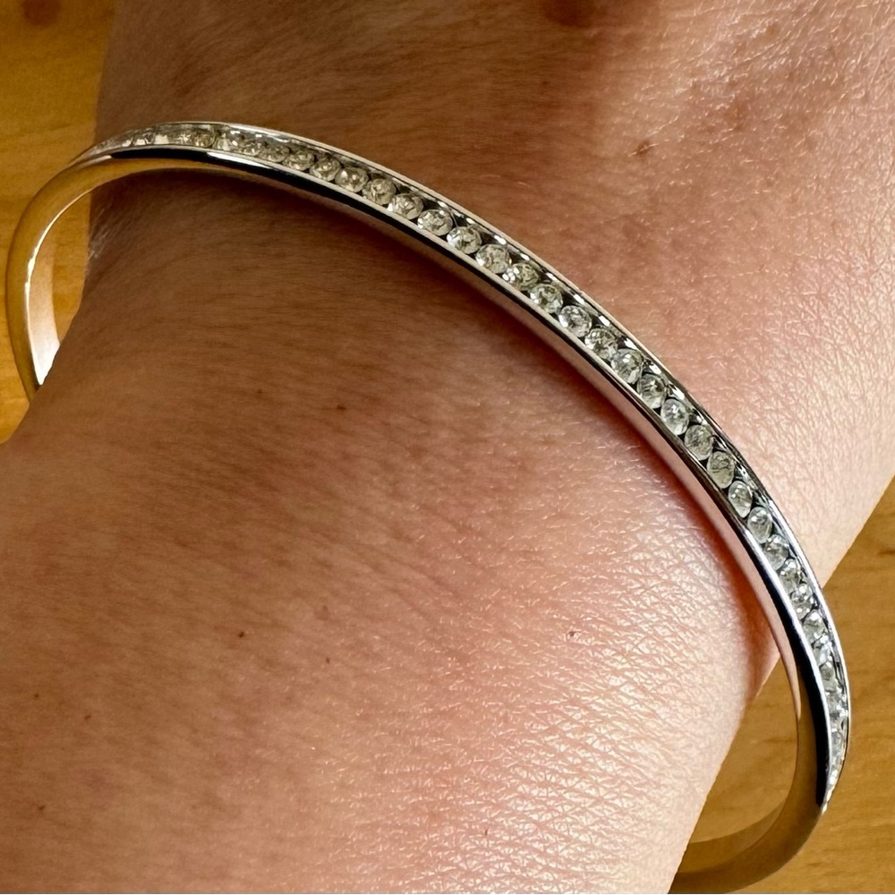 Silver Bangle with Crystals - Picture 7 of 7
